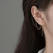 925 Silver Plated Ear Cuff No Piercing Women Chain Tassel Earring Hypoallergenic Party Jewelry Gift auksas