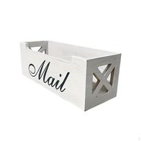Letter Holder Mail Storage Box Rustic Wall Mounted Organizer Wooden Tray Handmade Tabletop balta