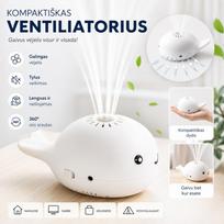 Mini ventiliatorius su skraidančiu kamuoliuku (baltas)