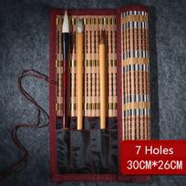 Portable Calligraphy Pen Curtain Chinese Style Painting Brushes Holder Large Capacity Bamboo Roll Up Pouch For Art Supplies