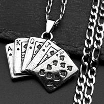 Pokerio karalius pikas širdis pakabukas karoliai vyrams moterims nerūdijančio plieno sidabro spalvos žaidimo kortos hip hopo grandinėlės papuošalas dovana