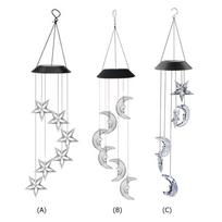 Solar Wind Chime Lamps Color Changing Star Moon Pendant Lights Garden Decoration a