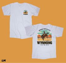 Cheyenne Wyoming white T-shirt Tops Tees Unisex Rodeo Cowboy Ranch Country Mountains Wild L