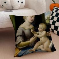 R-Raffaello S-Santi Cushion Cover Linen Pillow Case Soft Breathable Protective Couch Room Decoration Peach skin 18*18(CM)-1Pcs