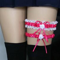 2Pcs/Set Fashion Leg Garter Belt Sexy Women Girl Bridal Lingerie Wedding Party Cosplay Lace Bowknot Leg Garter Belt Suspender red