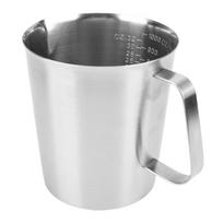 Stainless Steel Measuring Cup Milk Frothing Pitcher with Oz ML Marking Milk Frother Cup with Handle 1000ml L