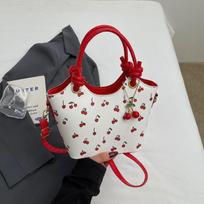 Women'S Crossbody Bag Handbag Cherry Print Fashionable Shoulder Bag, Perfect for Commuting, Travel gray