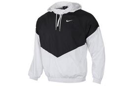 Nike Windbreaker Jackets Men's Black White Hooded Moderate BV0980-010 L