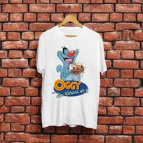 Oggy ir Tarakonai Marškinėliai Unisex 100% Medvilnė Tee S-4XL XL white