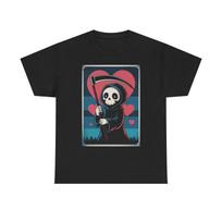 Men's and Women's T-shirts Grim Reaper Love Hearts M
