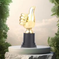 Thumbs Up Trophy Plastic Gold Trophies Encouragement Mini Victory Trophies Award Prizes 5in High for Home Desktop Decor 1 pc