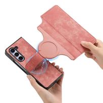 2 in 1 Detachable  Magnetic Flip Phone Case For Samsung Galaxy Z Fold 7 6 5 5G Fold6 Fold7 Cards Solt Wallet Removable Bag Cover Galaxy Z Fold6 rožinė