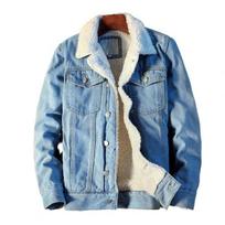 Vyriška žieminė striukė Džinsinė vidinė vilna, stora žieminė džinsinė striukė, paltas Vyriškas aksominis striukė Vyriškas kailinis parkas M šviesiai mėlyna spalva
