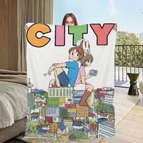 Šilta pliušinė animacinė antklodė sofai, miegamajam, biurui, kelionėms. Minkšta flanelinė anime TV dovana 100x150cm