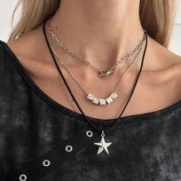 SHIXIN 3Pcs/set Vintage Pentagram Dice Pendant Necklace for Women Fashion Velvet Rope Chain Necklace Y2K Jewelry Accessories