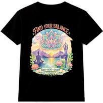 Yoga Mandala T Shirt Find Your Balance Body Mind Spirit Meditation Tee L