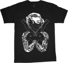 Marilyn Monroe gangster tee shirt guns tattoo gangsta tshirt men's size black M