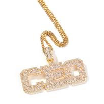 THE BLING KING Custom Name Baguettecz Letter Pendant Iced Out Bling Cubic Zirconia Personalized Name Necklace Hiphop Jewelry 16inch rope chain&Gold