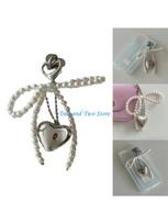 HX6F Bowknot Heart Phone Charm Detachable Pearls Bead Phone Lanyard Backpack Ornament CN