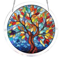 Stained Glass Acrylic Puzzle Suncatcher, DIY Hanging Ornament With Chain, Window Decor For Home & Garden One Size
