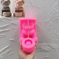 Sheep Shape Hollow Candle Holder Silicone Mold Concrete Plaster Candlestick Mold Epoxy Resin Lamb Candle Holder for Candle Jar 11.8*9*8.9CM rožinė