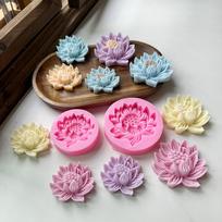 Lotus Shape Mold Fold Sugar Aromatherapy Candle Cake Decorative Individually Packaged (Pink,Standard) rožinė