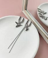 Asymmetric Heart Bird Tassel Ear Buckle Stylish Earrings Women Jewelry