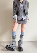 Autumn Winter Retro Knitted Leg Warmers Cable Slouch Socks for Women Winter Thermal Boot Socks Fashion Print Pattern Loose Socks 35-39 pilka spalva