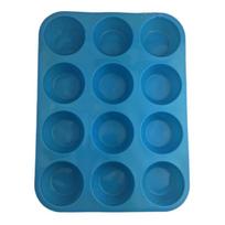 Durable Round 12 Holes Silicone Cupcakes Mold Non Stick DIY Baking Mold Soap Chocolate Muffin Baking Pan Baking Tools mėlyna