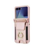 Crossbody Wallet Case for Samsung Galaxy Z Flip 7, with Finger Ring Holder, Wrist Strap, Multiple Card Slots, Stand Flip Cover For Galaxy Z Flip 7