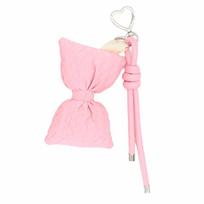 Cute Heart Clasp Bow Keychain Sweet Ornaments Fluffy Bow Pendant Key Ring Friendship Bag Hanging Decoration rožinė