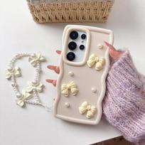 For Samsung A17 A07 A05 A06 A13 A14 A15 A16 A24 A25 A34 A35 A36 A56 A55 A54 A53 A52 A12 A50 S 3D Bowknot Pearl Phone Case Galaxy A12 balta