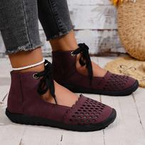 Fashion 2025 New Women Sandals Hollow Out Baotou Women Shoes Roman Lightweight Shoes Outdoor Luxury Casual Flat Sandals Zapatos De Mujer 36 vyno raudonos spalvos