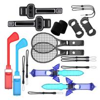 12 In 1 2022 Switch OLED Sport Accessories Set for Switch Controller with Grips Tennis Rackets Fitness Leg Strap Sword 1 gray