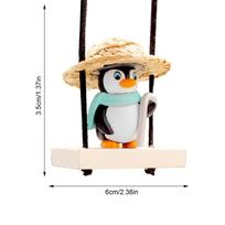 Car Swinging Ornament Cute Penguin On Swing Decoration for Auto Rear Mirror Cute Charm Automotive Hang Ornament Interior Decor