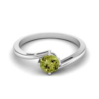 0.50 Ctw Round Peridot 925 Sterling Silver Solitaire Bypass Women Wedding Ring 6 balta