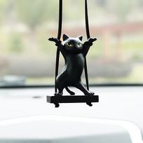 1 vnt. Žavingas katės automobilio pakabukas, Mielas šokantis katė, Kūrybiškas automobilio interjero galinio vaizdo veidrodžio dekoratyvinis pakabukas Style A