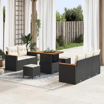 Garden Sofa Set 8 pcs Black Poly Rattan