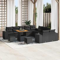 Garden Sofa Set with Cushions 13 pcs Black Poly Rattan