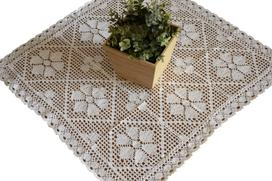 White lace square doily 60x60 white crochet square cotton