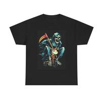 Men's and Women's T-shirts Grim Reaper Unicorn On Bike L