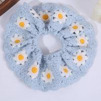 Fashion Bohemian Style Crocheted Flower Scrunchies Flores Handmade Knitted Hair Rope Elastic Colorful Sweet Hair Tie Daily XXS