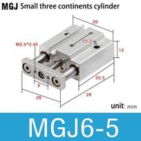 Pneumatic small three-axis cylinder MGJ6-5 MGJ6-10 MGJ6-15 20 MGJ10-5 MGJ10-10 15 20 25 three-rod micro cylinder with guide rod