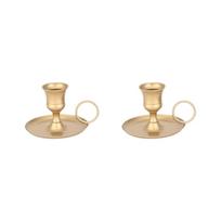 2 Piece Retro Handheld Metal Candle Holder European Style Candle Cup Romantic Candle Stand  Festive juoda