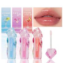 OMGA Diamond Cut Lip Oil Set - 3 Colors Crystal Bottle Hydrating Lip Gloss Moisturizing Shiny Lip Tint Plumping Lip Glow Transparent Glitter Lip Care 3pcs