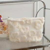 Heart Print Plush Travel Storage Bag With Multiple Compartments For Women HeartBeige