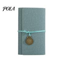 Strap Closure Notebook A6 Faux Leather Journal Notebook, 6 Ring Loose Leaf Binder with Retro Clock Smooth Writing Pendant, 7 Inch Personal Planner for žalsvai mėlyna