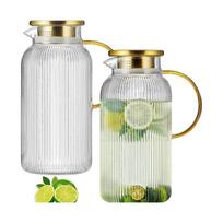 JUSTINLAU 2L Juice Pitcher High Borosilicate Glass Cold Water Jug Home Tea Pots for Making Tea Kitchen Fridge Drink Storage Pot