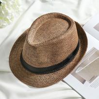 Unisex Beach Gangster Cap Cowboy Fedora Hat Straw Panama Cap Sun Hat Jazz Dress Hat ruda