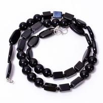 AAA 100% Natural  Black Onyx Mix Shape Gemstone Smooth Beads Necklace 8-15mm 18  UB-8649